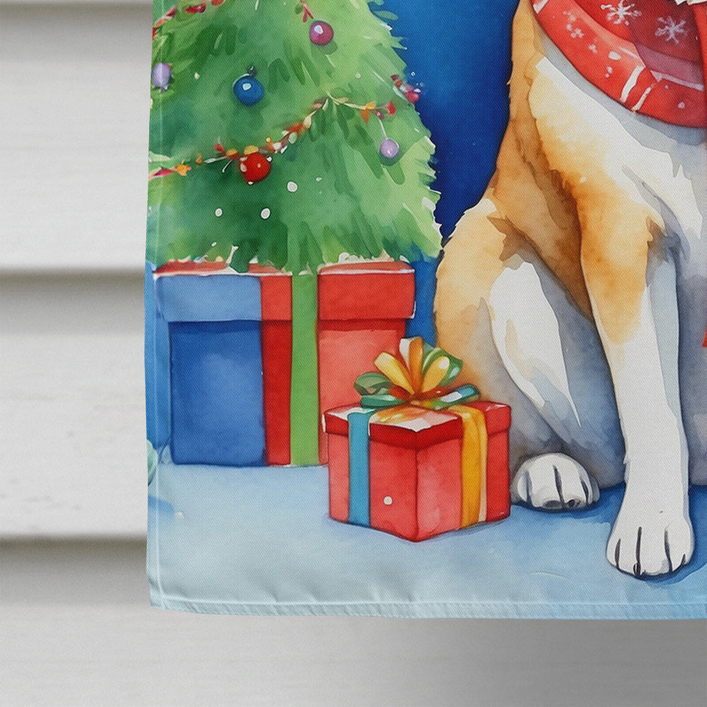 Akita Christmas Reindeer House Flag 28x40 Porch Sleeve Pole Decorative Outside Yard Banner Artwork Wall Hanging, Polyester
