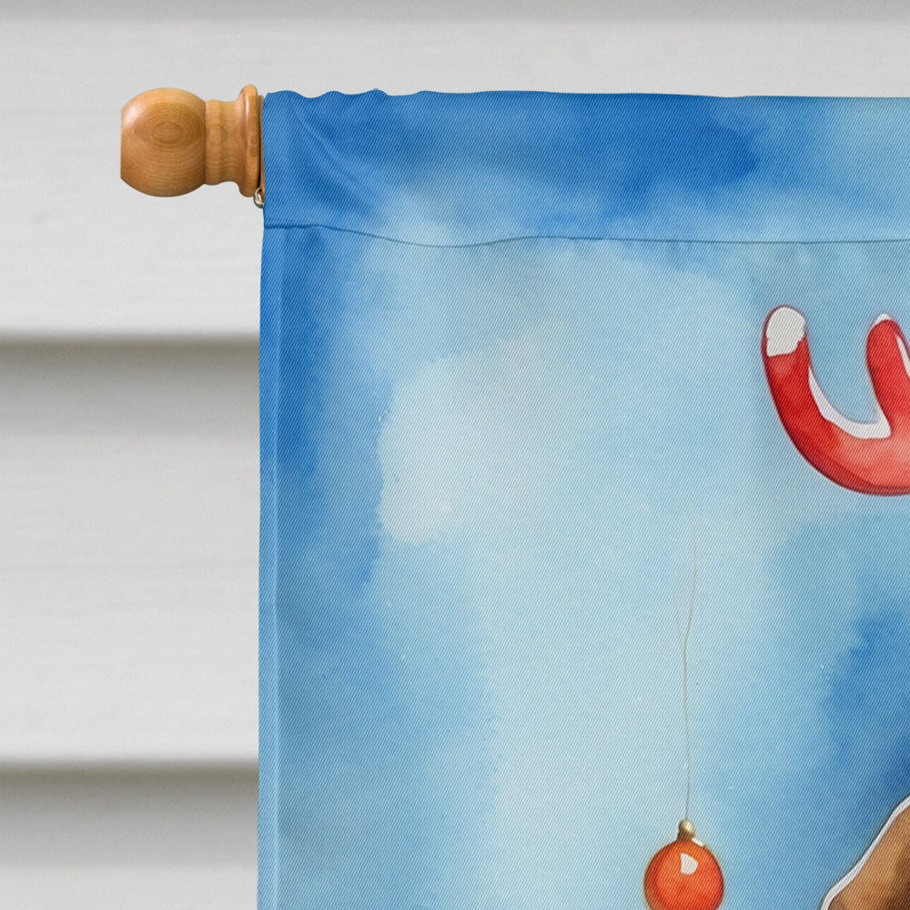 American Foxhound Christmas Reindeer House Flag 28x40 Porch Sleeve Pole Decorative Outside Yard Banner Artwork Wall Hanging, Polyester
