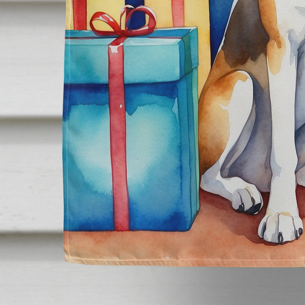 American Foxhound Christmas Reindeer House Flag 28x40 Porch Sleeve Pole Decorative Outside Yard Banner Artwork Wall Hanging, Polyester