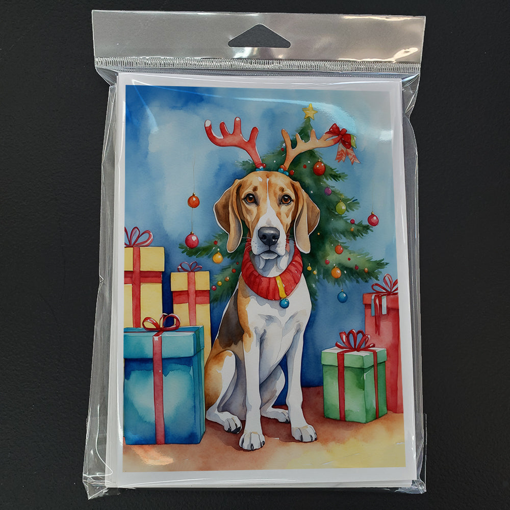 American Foxhound Christmas Reindeer Greeting Cards Pack of 8 Blank Cards with Envelopes Whimsical A7 Size 5x7
