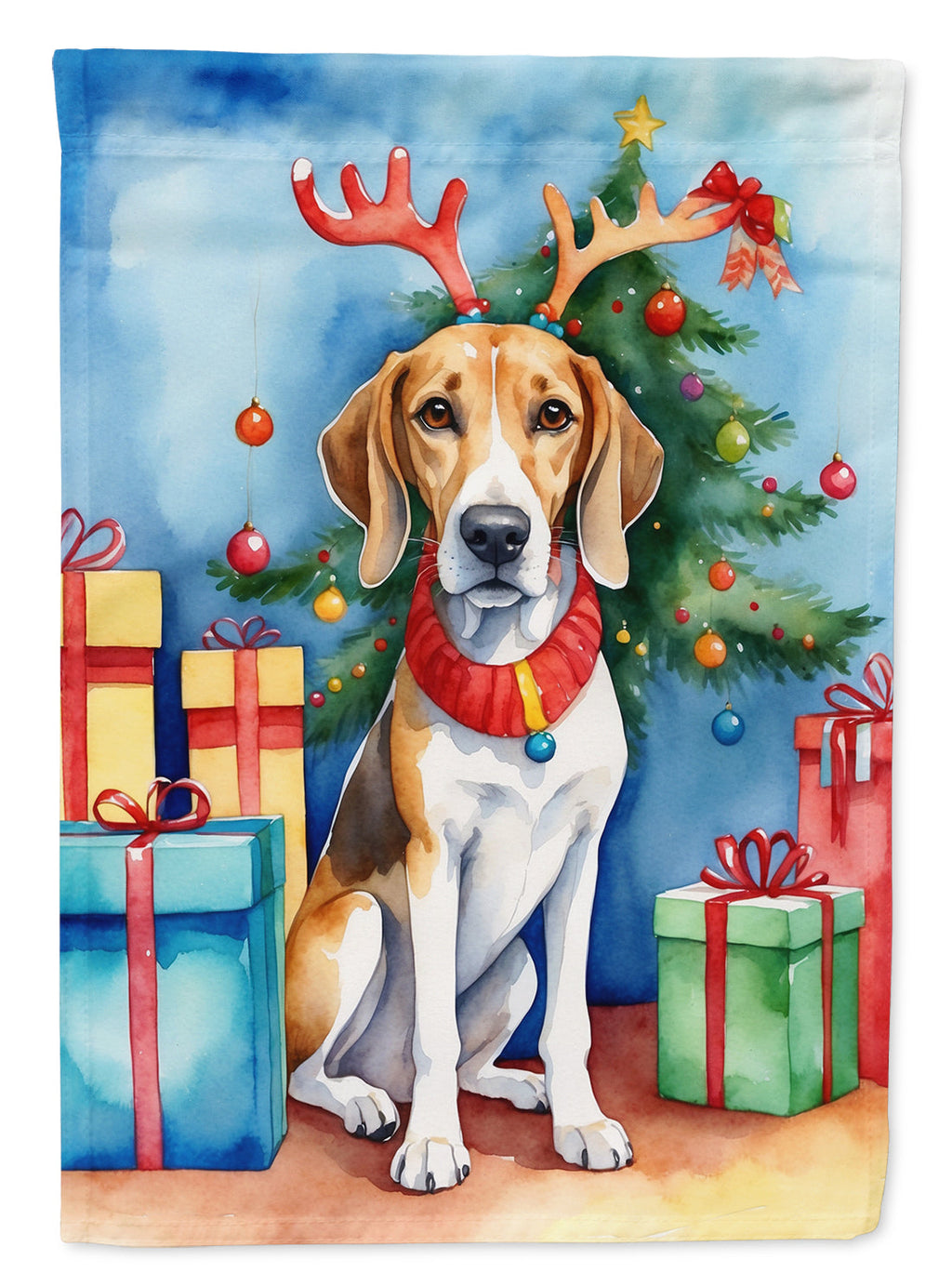American Foxhound Christmas Reindeer Garden Flag Mailbox Decorative Yard Banner Outside Patio Artwork for Flower Beds, Garden Size, Multicolor