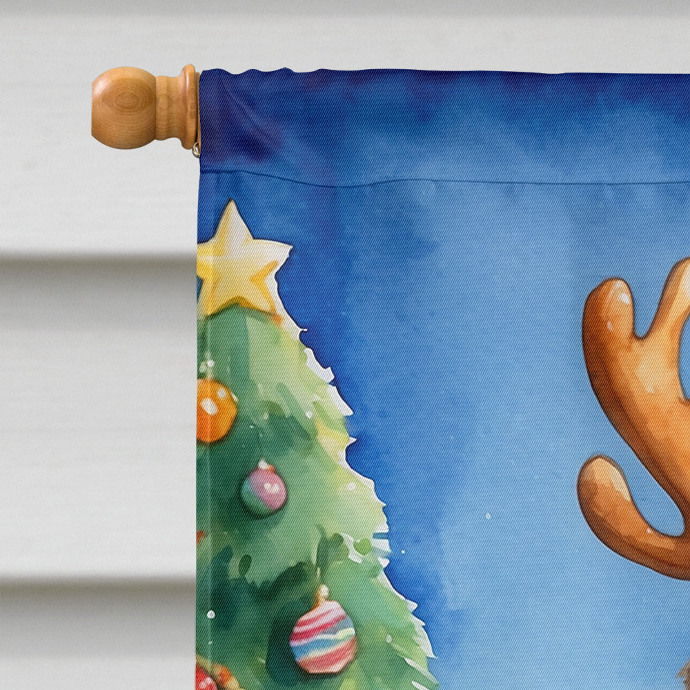 American Water Spaniel Christmas Reindeer House Flag 28x40 Porch Sleeve Pole Decorative Outside Yard Banner Artwork Wall Hanging, Polyester
