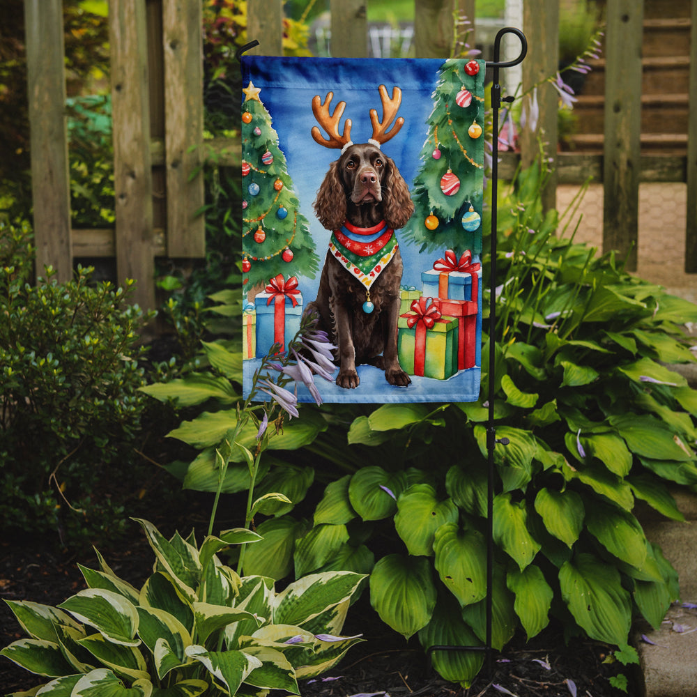 American Water Spaniel Christmas Reindeer Garden Flag Mailbox Decorative Yard Banner Outside Patio Artwork for Flower Beds, Garden Size, Multicolor