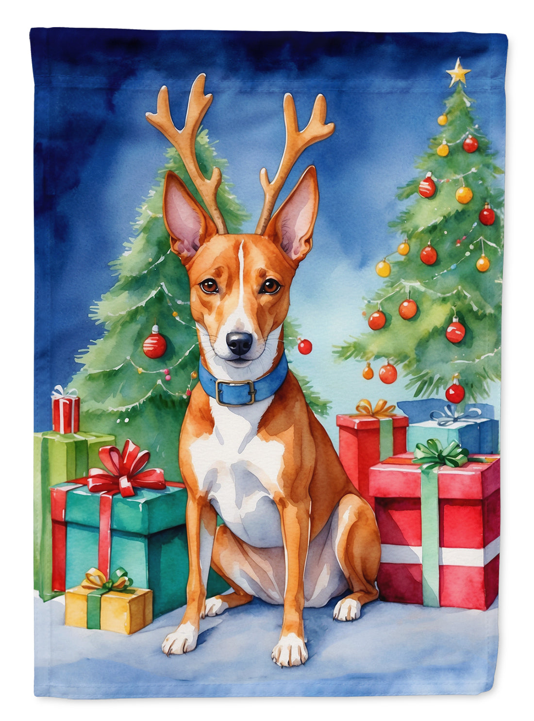 Basenji Christmas Reindeer Garden Flag Mailbox Decorative Yard Banner Outside Patio Artwork for Flower Beds, Garden Size, Multicolor