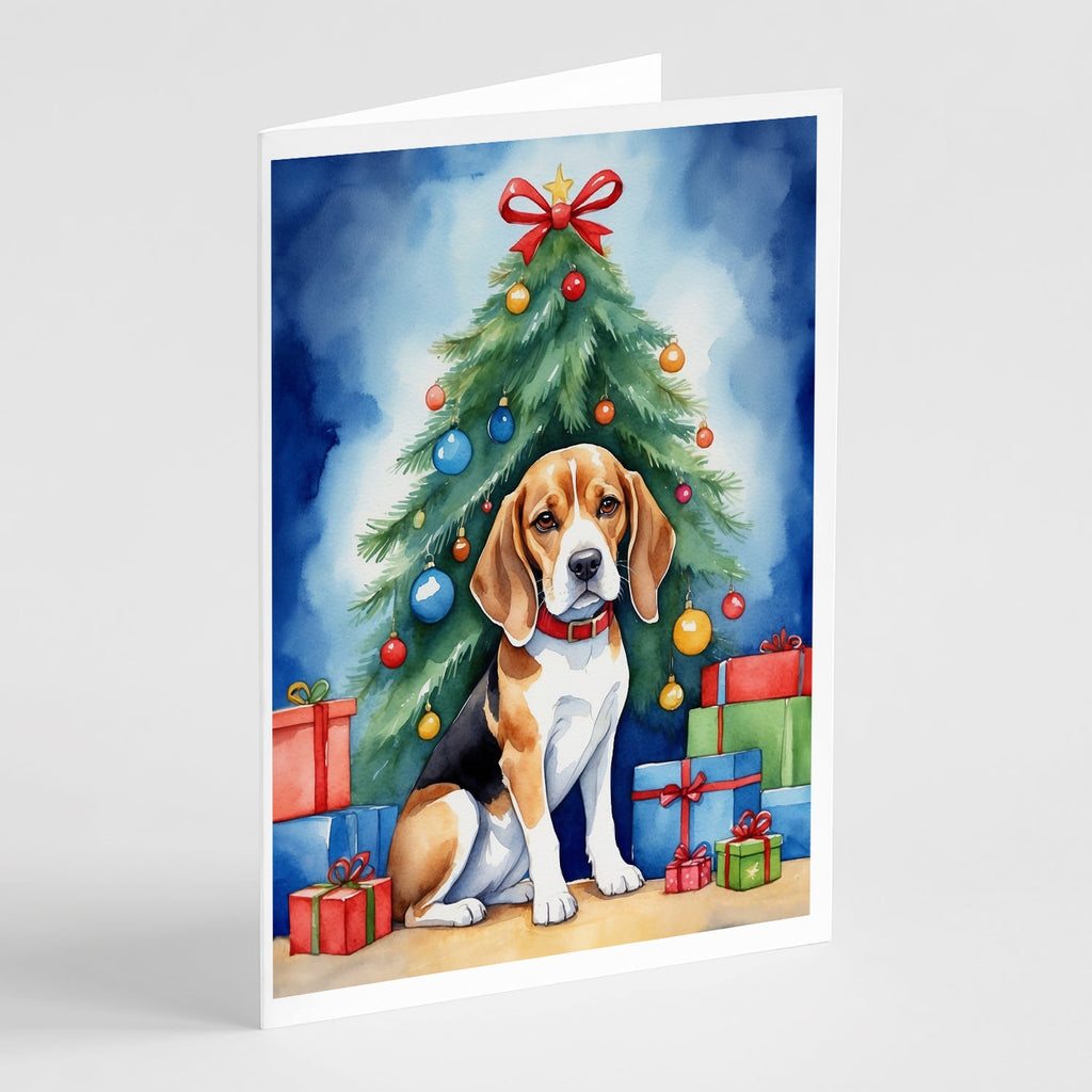 Beagle Christmas Reindeer Greeting Cards Pack of 8 Blank Cards with Envelopes Whimsical A7 Size 5x7