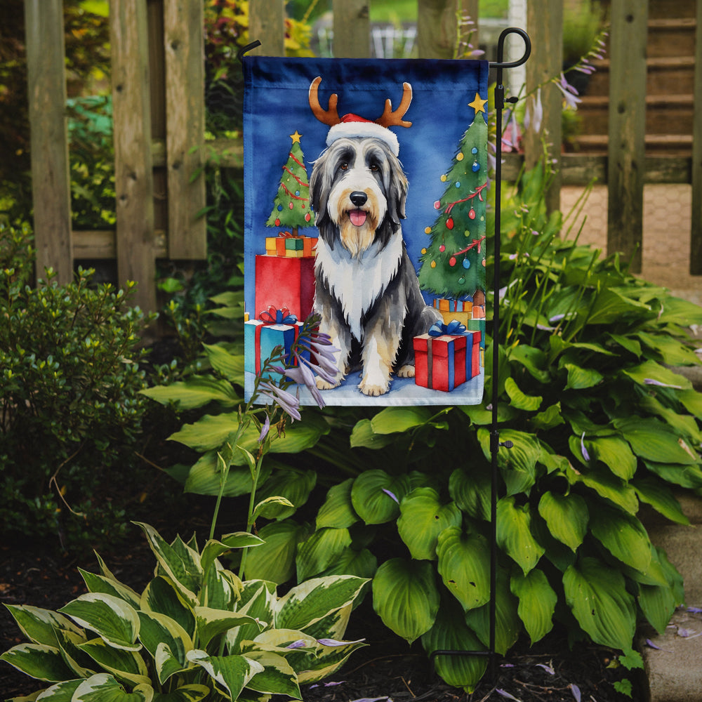 Bearded Collie Christmas Reindeer Garden Flag Mailbox Decorative Yard Banner Outside Patio Artwork for Flower Beds, Garden Size, Multicolor