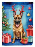 Belgian Malinois Christmas Reindeer House Flag 28x40 Porch Sleeve Pole Decorative Outside Yard Banner Artwork Wall Hanging, Polyester