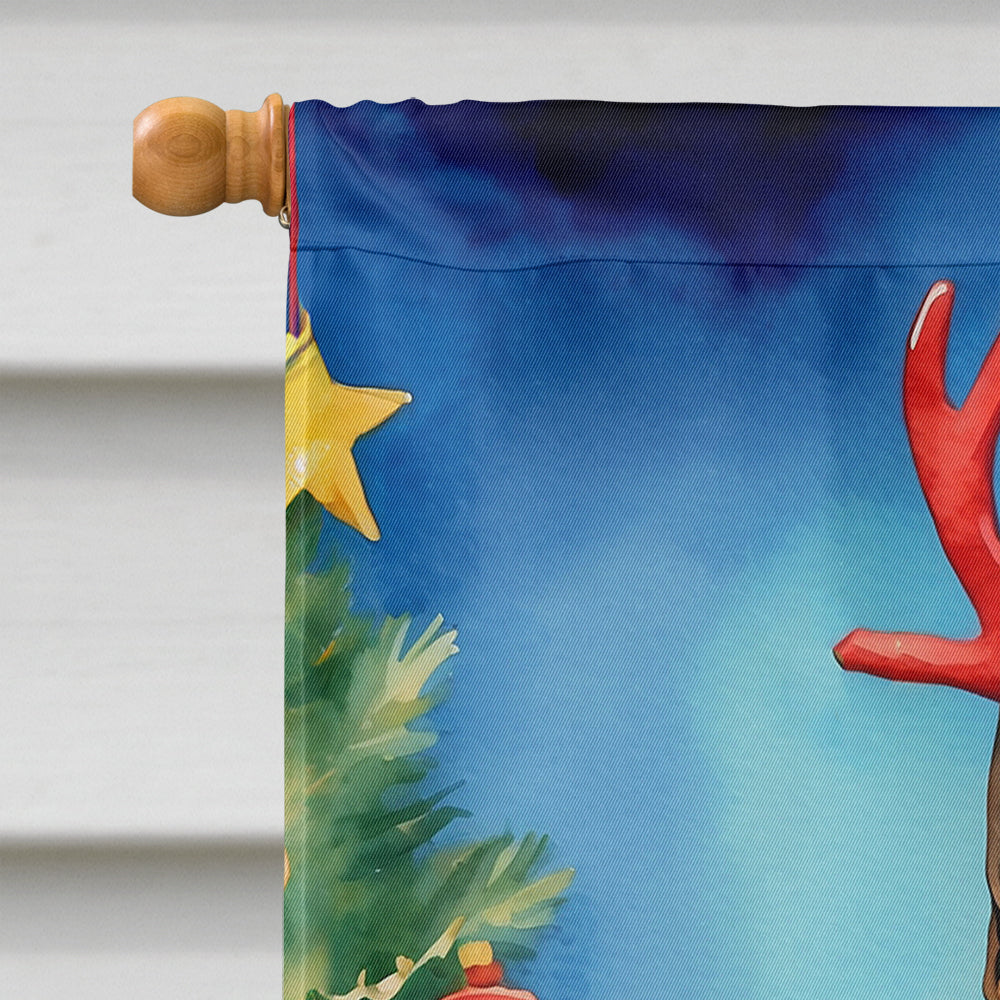 Belgian Malinois Christmas Reindeer House Flag 28x40 Porch Sleeve Pole Decorative Outside Yard Banner Artwork Wall Hanging, Polyester