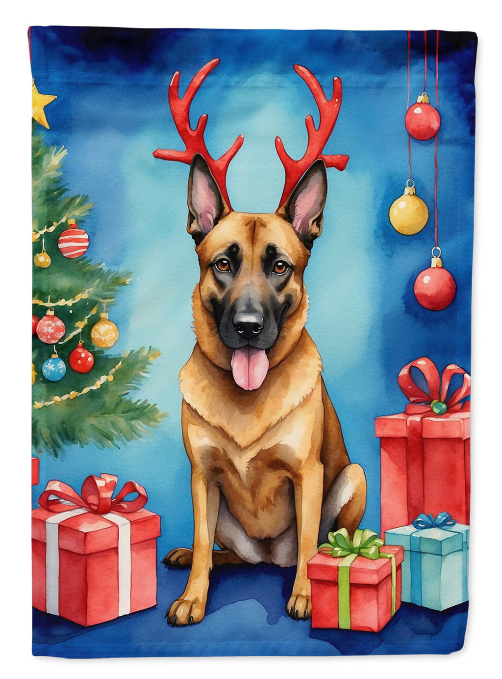 Belgian Malinois Christmas Reindeer Garden Flag Mailbox Decorative Yard Banner Outside Patio Artwork for Flower Beds, Garden Size, Multicolor