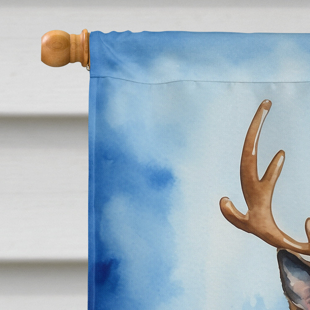 Belgian Tervuren Christmas Reindeer House Flag 28x40 Porch Sleeve Pole Decorative Outside Yard Banner Artwork Wall Hanging, Polyester