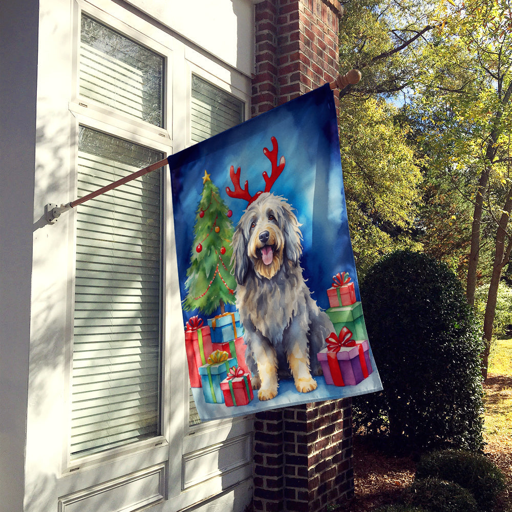 Bergamasco Christmas Reindeer House Flag 28x40 Porch Sleeve Pole Decorative Outside Yard Banner Artwork Wall Hanging, Polyester