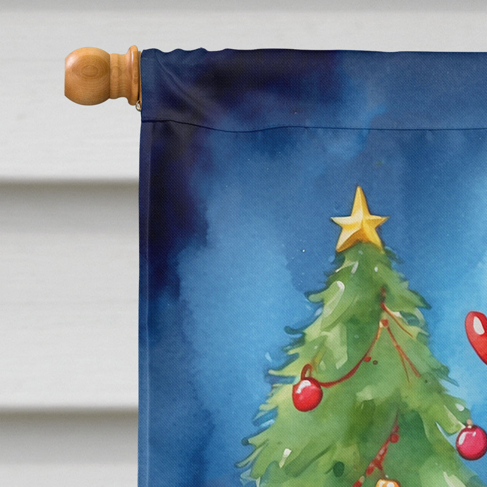 Bergamasco Christmas Reindeer House Flag 28x40 Porch Sleeve Pole Decorative Outside Yard Banner Artwork Wall Hanging, Polyester