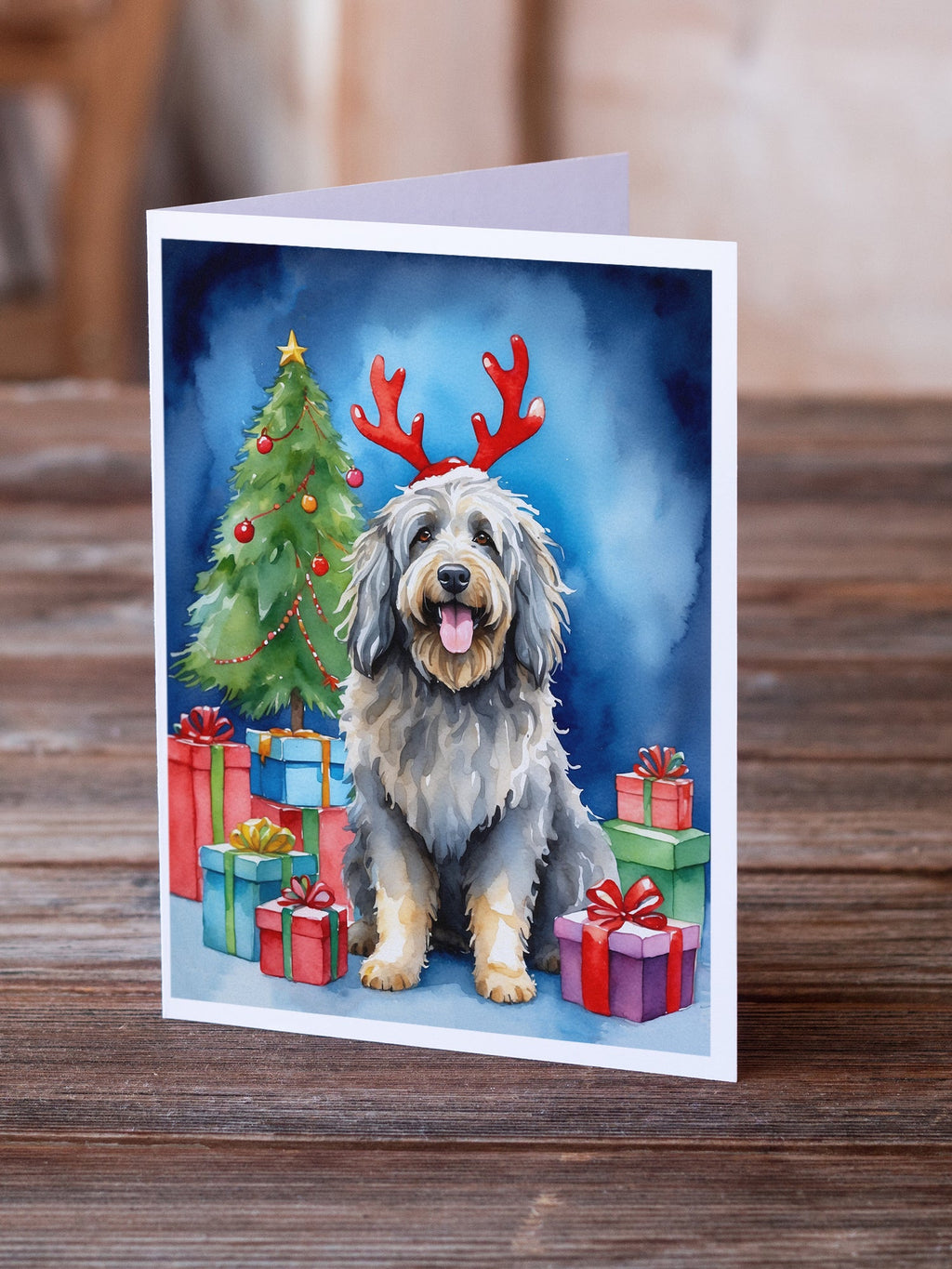 Bergamasco Christmas Reindeer Greeting Cards Pack of 8 Blank Cards with Envelopes Whimsical A7 Size 5x7