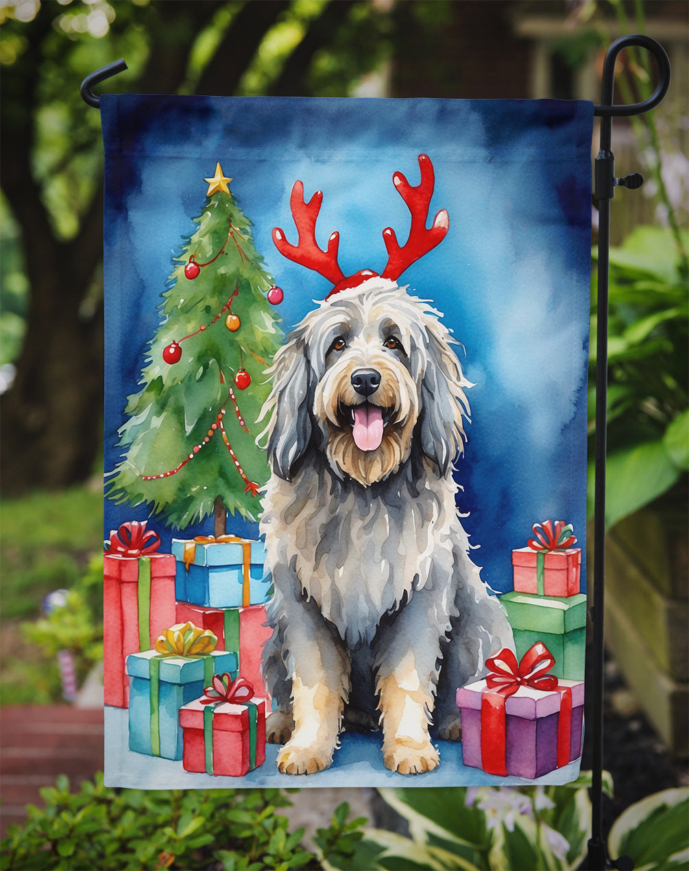 Bergamasco Christmas Reindeer Garden Flag Mailbox Decorative Yard Banner Outside Patio Artwork for Flower Beds, Garden Size, Multicolor