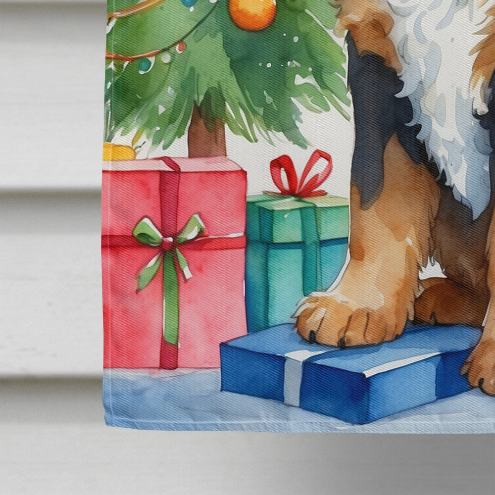 Bernedoodle Christmas Reindeer House Flag 28x40 Porch Sleeve Pole Decorative Outside Yard Banner Artwork Wall Hanging, Polyester