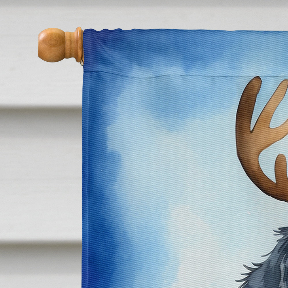 Bernese Mountain Dog Christmas Reindeer House Flag 28x40 Porch Sleeve Pole Decorative Outside Yard Banner Artwork Wall Hanging, Polyester