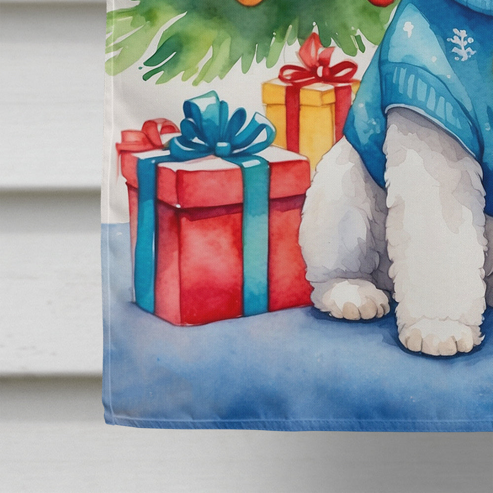 Bichon Frise Christmas Reindeer House Flag 28x40 Porch Sleeve Pole Decorative Outside Yard Banner Artwork Wall Hanging, Polyester