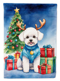Bichon Frise Christmas Reindeer Garden Flag Mailbox Decorative Yard Banner Outside Patio Artwork for Flower Beds, Garden Size, Multicolor
