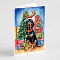 Black and Tan Coonhound Christmas Reindeer Greeting Cards Pack of 8 Blank Cards with Envelopes Whimsical A7 Size 5x7