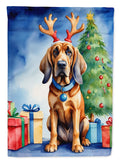 Bloodhound Christmas Reindeer House Flag 28x40 Porch Sleeve Pole Decorative Outside Yard Banner Artwork Wall Hanging, Polyester