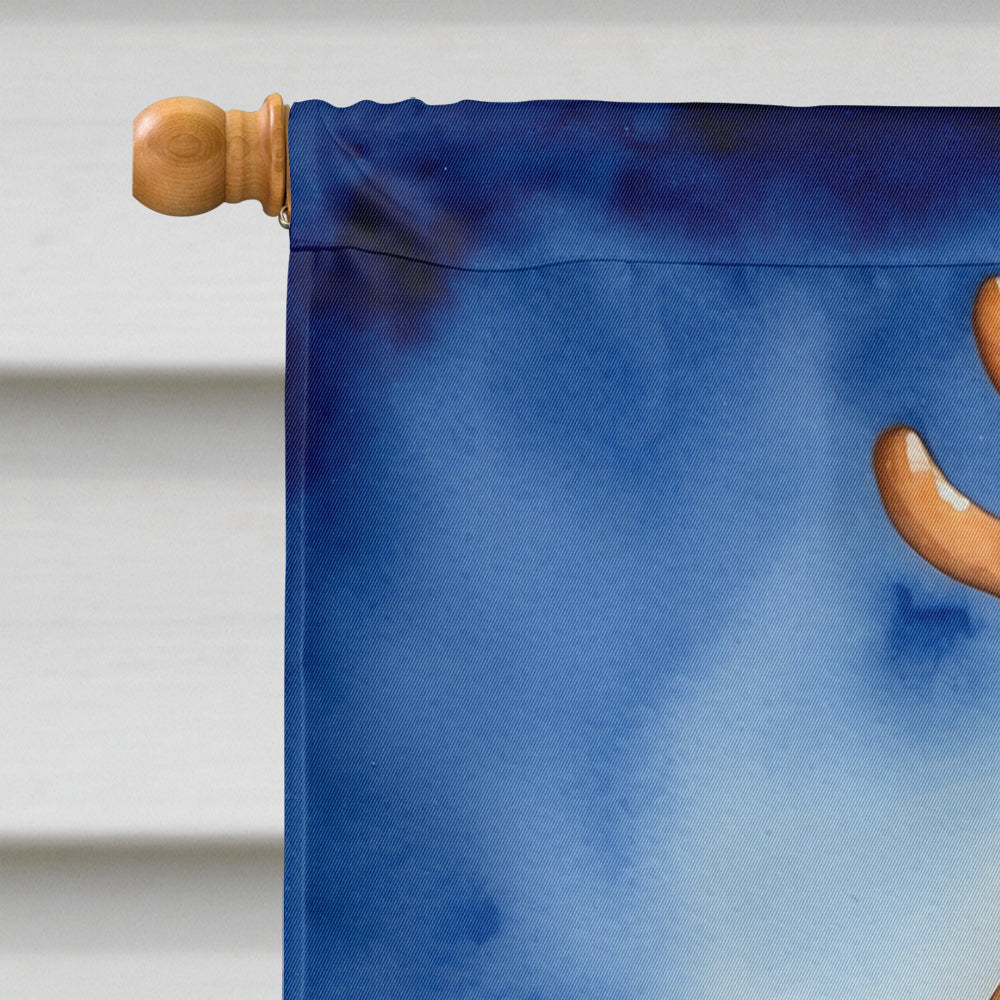 Bloodhound Christmas Reindeer House Flag 28x40 Porch Sleeve Pole Decorative Outside Yard Banner Artwork Wall Hanging, Polyester