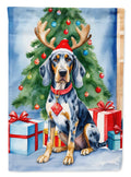 Bluetick Coonhound Christmas Reindeer House Flag 28x40 Porch Sleeve Pole Decorative Outside Yard Banner Artwork Wall Hanging, Polyester
