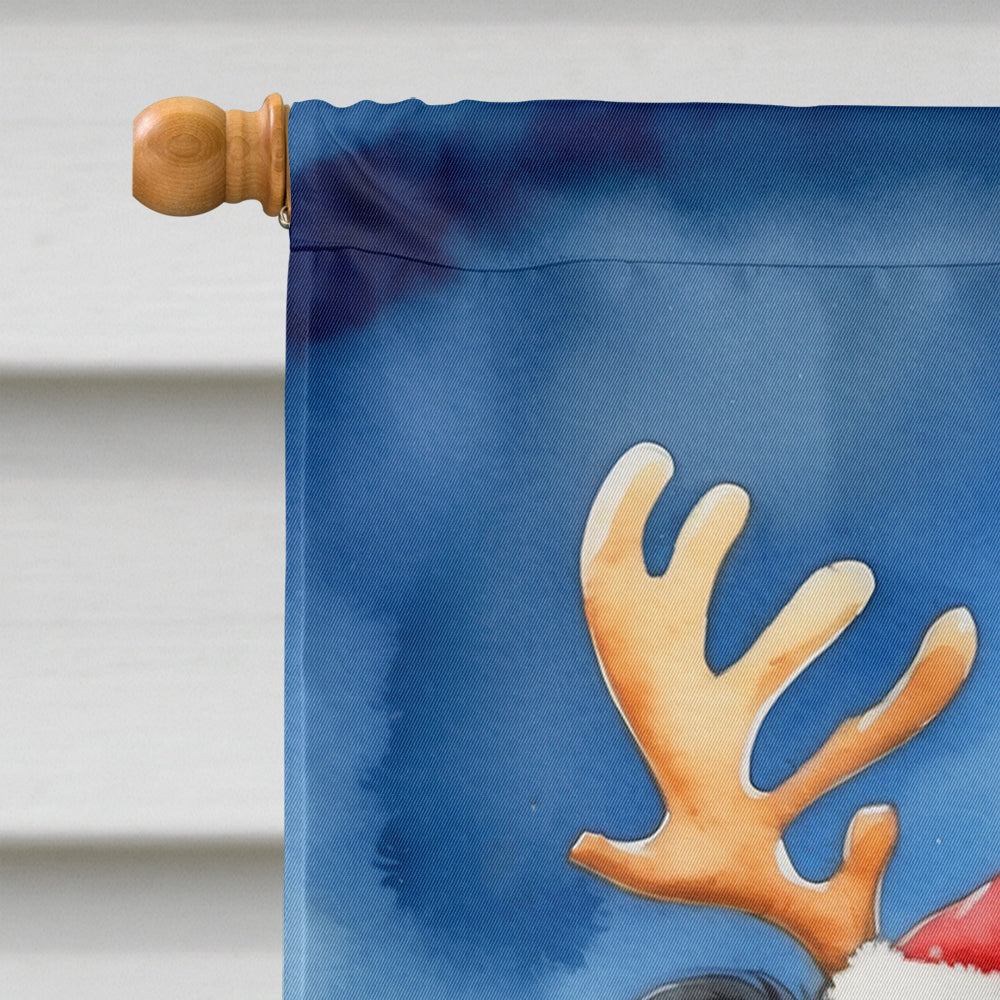 Border Collie Christmas Reindeer House Flag 28x40 Porch Sleeve Pole Decorative Outside Yard Banner Artwork Wall Hanging, Polyester
