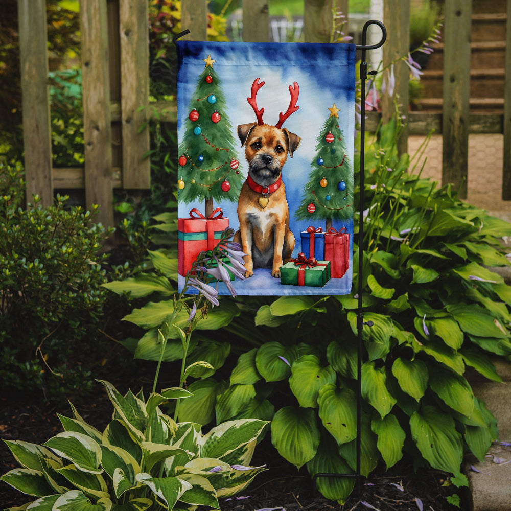 Border Terrier Christmas Reindeer Garden Flag Mailbox Decorative Yard Banner Outside Patio Artwork for Flower Beds, Garden Size, Multicolor