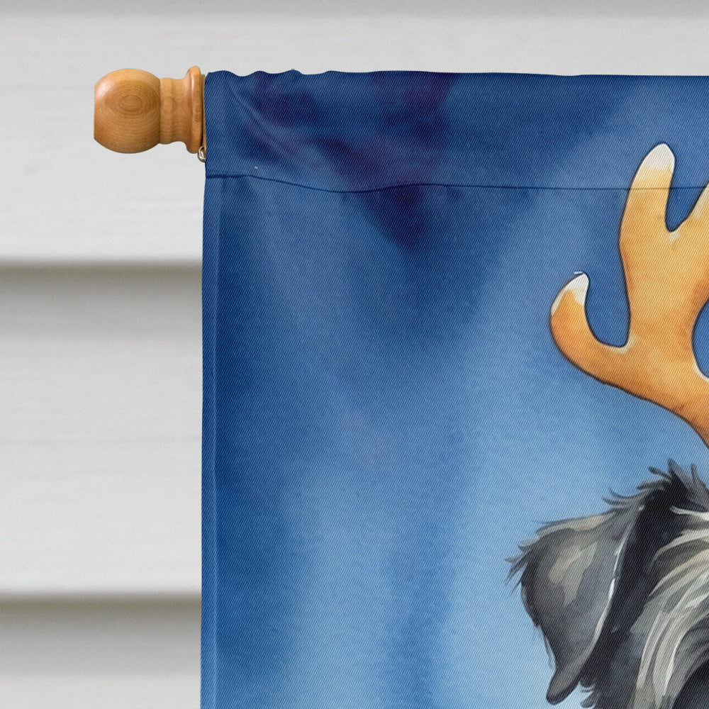 Bouvier des Flandres Christmas Reindeer House Flag 28x40 Porch Sleeve Pole Decorative Outside Yard Banner Artwork Wall Hanging, Polyester