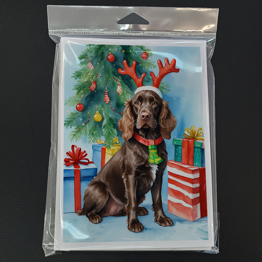 Boykin Spaniel Christmas Reindeer Greeting Cards Pack of 8 Blank Cards with Envelopes Whimsical A7 Size 5x7