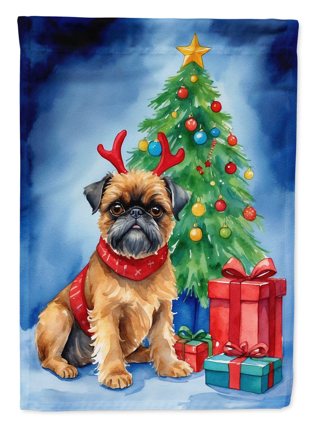 Brussels Griffon Christmas Reindeer Garden Flag Mailbox Decorative Yard Banner Outside Patio Artwork for Flower Beds, Garden Size, Multicolor