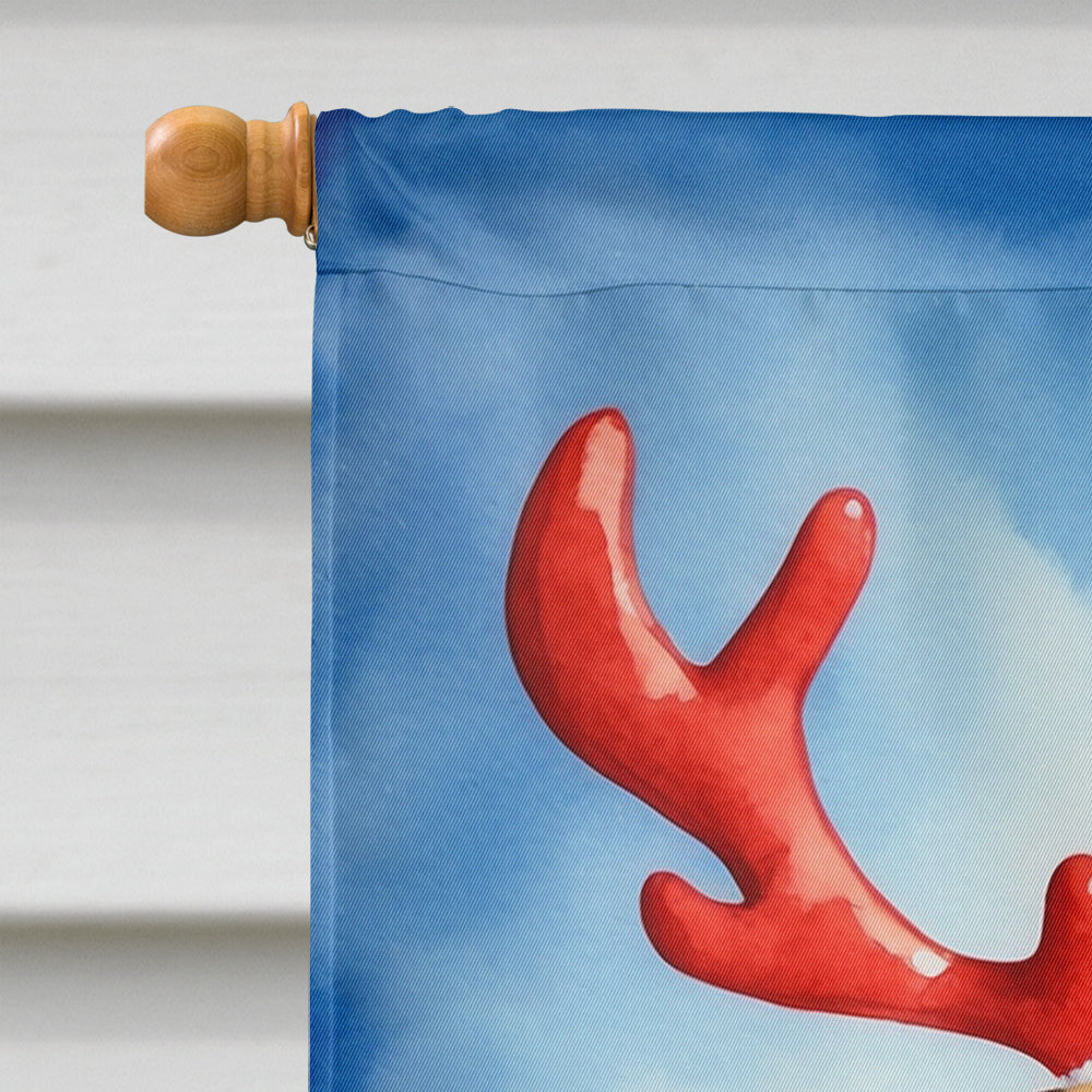 Bullmastiff Christmas Reindeer House Flag 28x40 Porch Sleeve Pole Decorative Outside Yard Banner Artwork Wall Hanging, Polyester