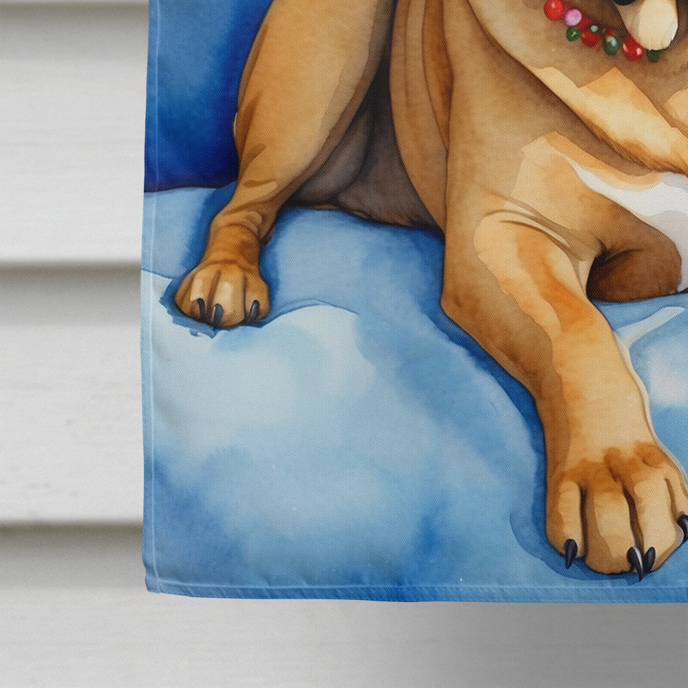 Bullmastiff Christmas Reindeer House Flag 28x40 Porch Sleeve Pole Decorative Outside Yard Banner Artwork Wall Hanging, Polyester