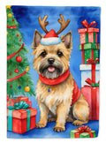 Cairn Terrier Christmas Reindeer House Flag 28x40 Porch Sleeve Pole Decorative Outside Yard Banner Artwork Wall Hanging, Polyester