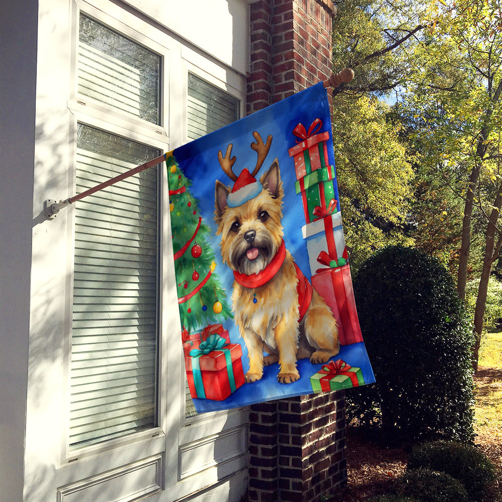 Cairn Terrier Christmas Reindeer House Flag 28x40 Porch Sleeve Pole Decorative Outside Yard Banner Artwork Wall Hanging, Polyester