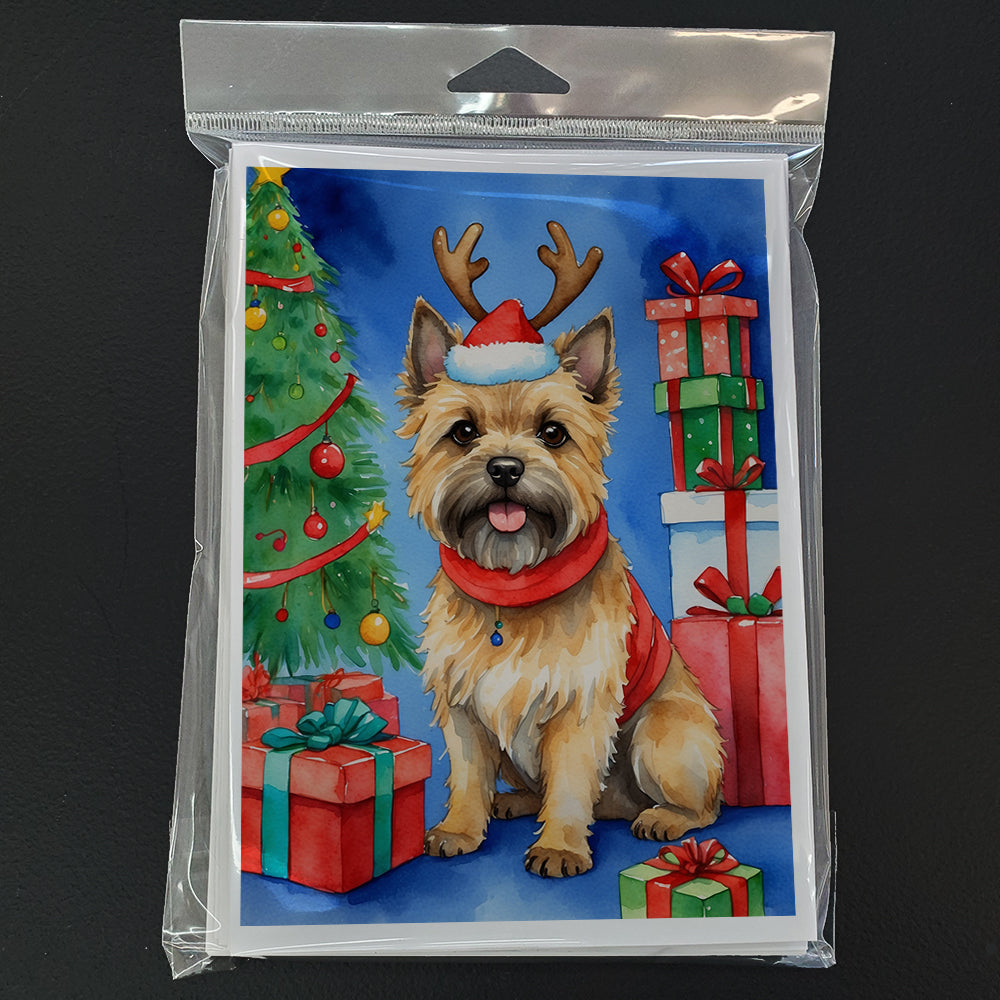 Cairn Terrier Christmas Reindeer Greeting Cards Pack of 8 Blank Cards with Envelopes Whimsical A7 Size 5x7