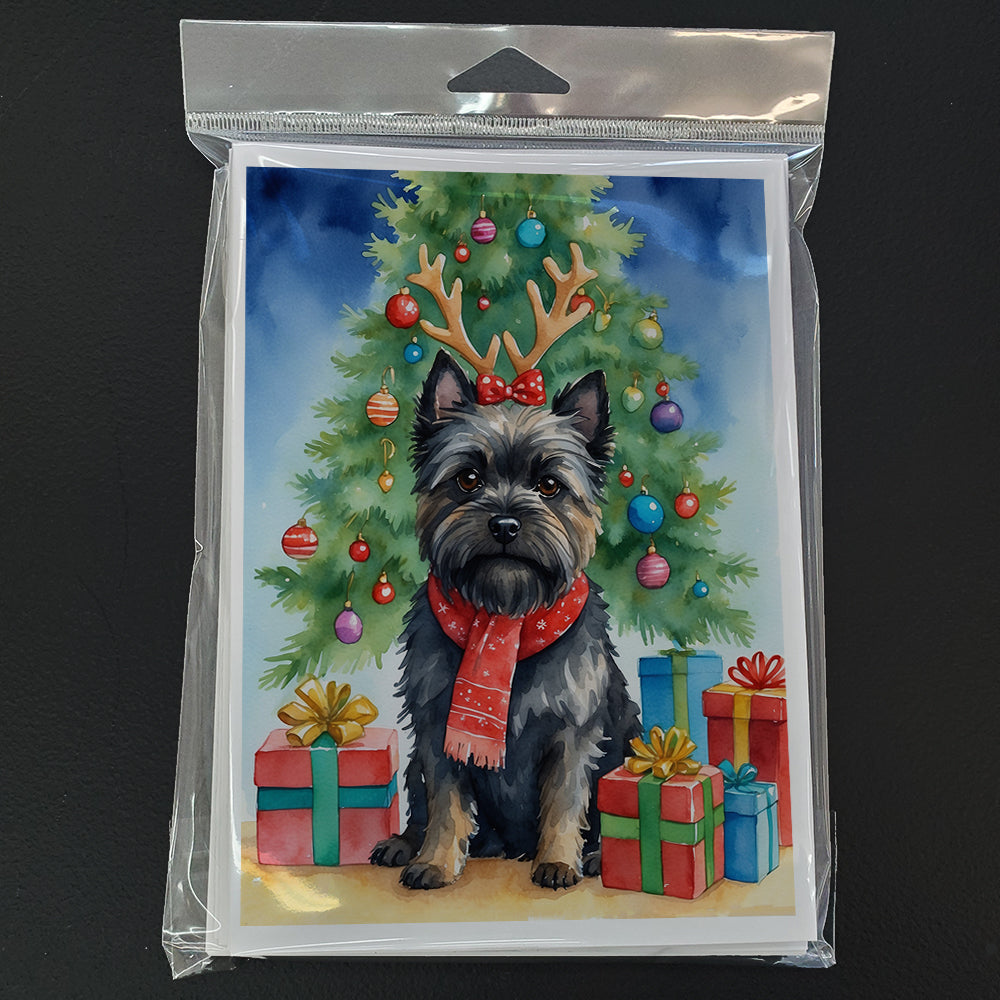 Black Cairn Terrier Christmas Reindeer Greeting Cards Pack of 8 Blank Cards with Envelopes Whimsical A7 Size 5x7