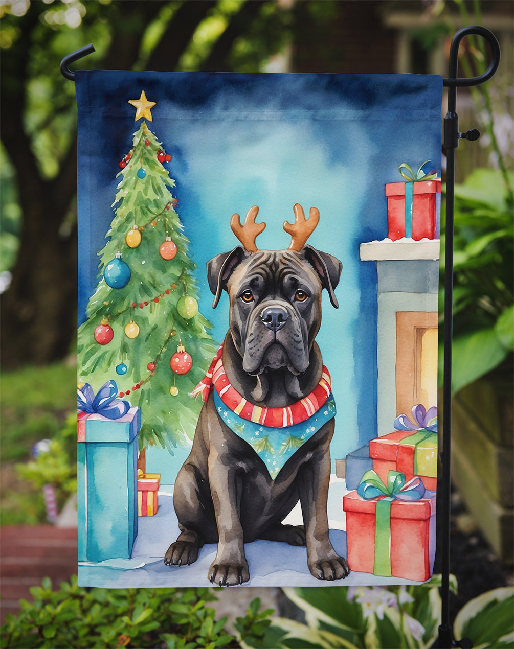 Cane Corso Christmas Reindeer Garden Flag Mailbox Decorative Yard Banner Outside Patio Artwork for Flower Beds, Garden Size, Multicolor