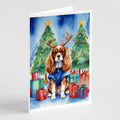 Cavalier Spaniel Christmas Reindeer Greeting Cards Pack of 8 Blank Cards with Envelopes Whimsical A7 Size 5x7