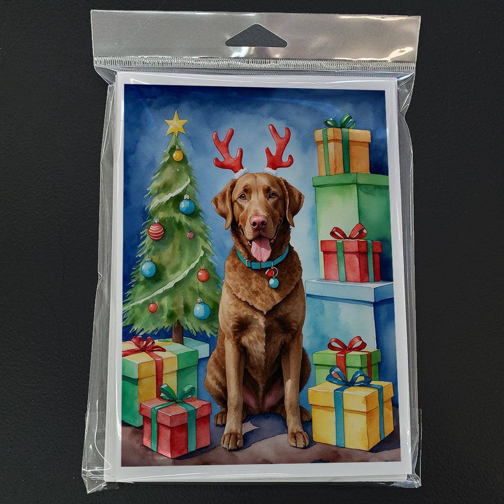 Chesapeake Bay Retriever Christmas Reindeer Greeting Cards Pack of 8 Blank Cards with Envelopes Whimsical A7 Size 5x7