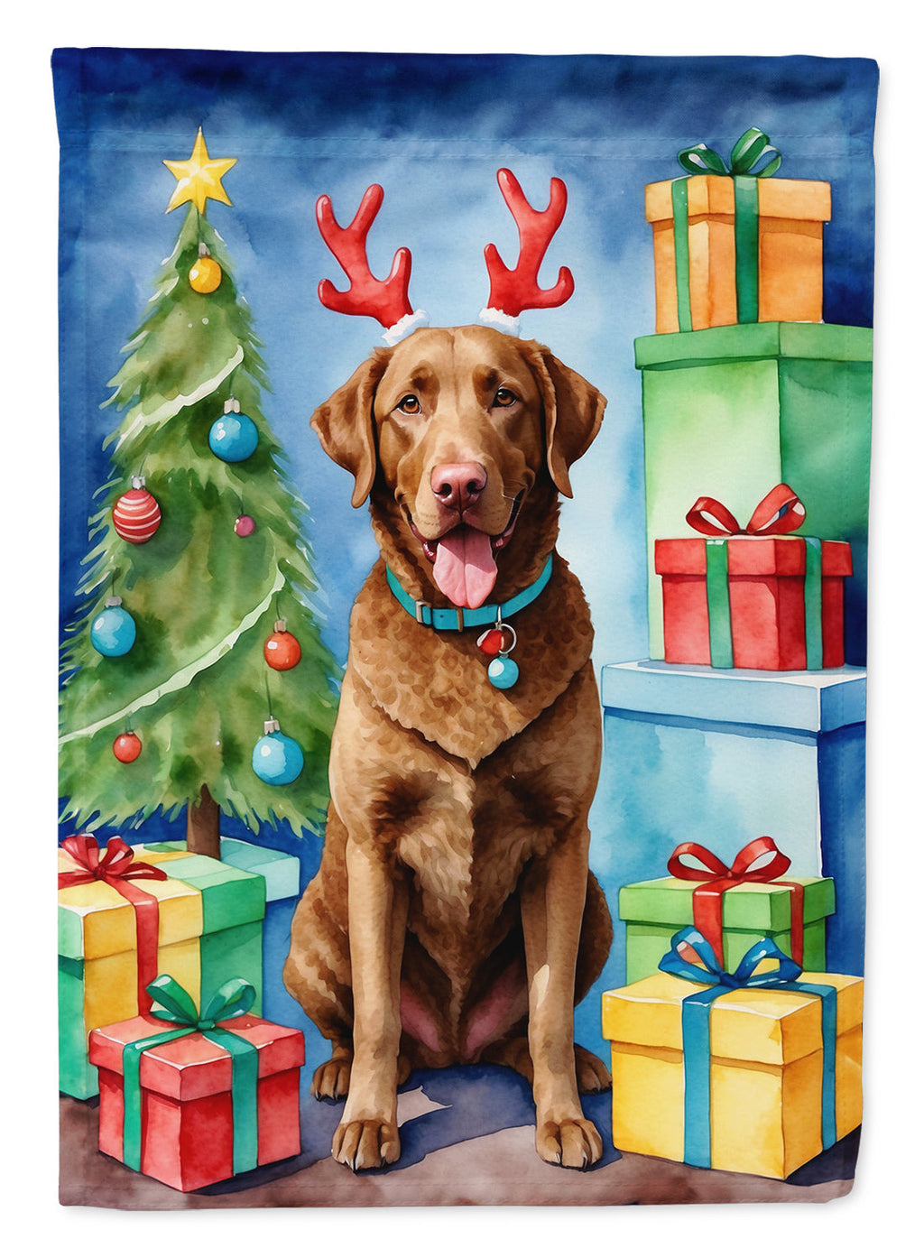 Chesapeake Bay Retriever Christmas Reindeer Garden Flag Mailbox Decorative Yard Banner Outside Patio Artwork for Flower Beds, Garden Size, Multicolor
