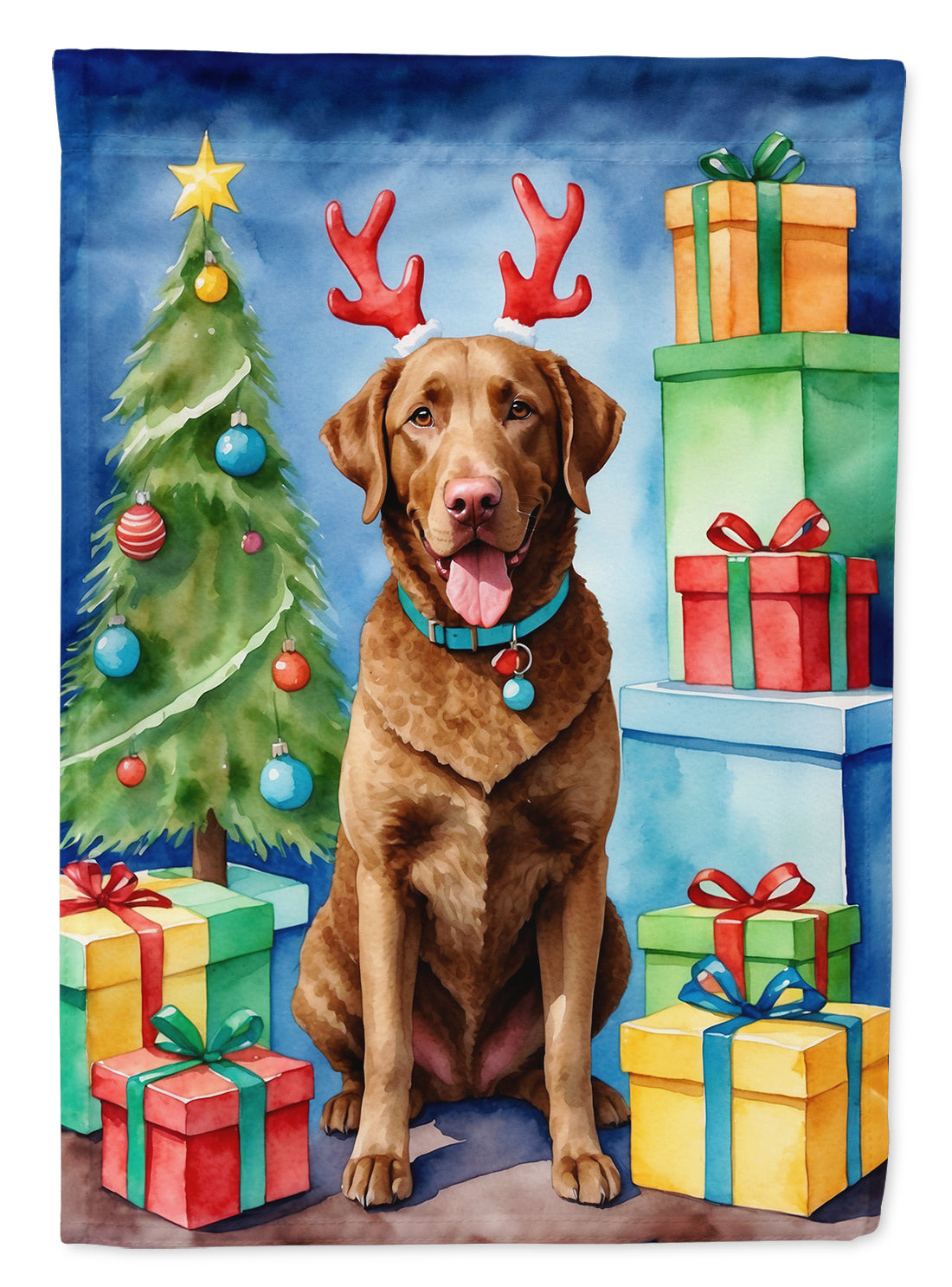 Chesapeake Bay Retriever Christmas Reindeer Garden Flag Mailbox Decorative Yard Banner Outside Patio Artwork for Flower Beds, Garden Size, Multicolor