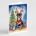 Black and Tan Chihuahua Christmas Reindeer Greeting Cards Pack of 8 Blank Cards with Envelopes Whimsical A7 Size 5x7