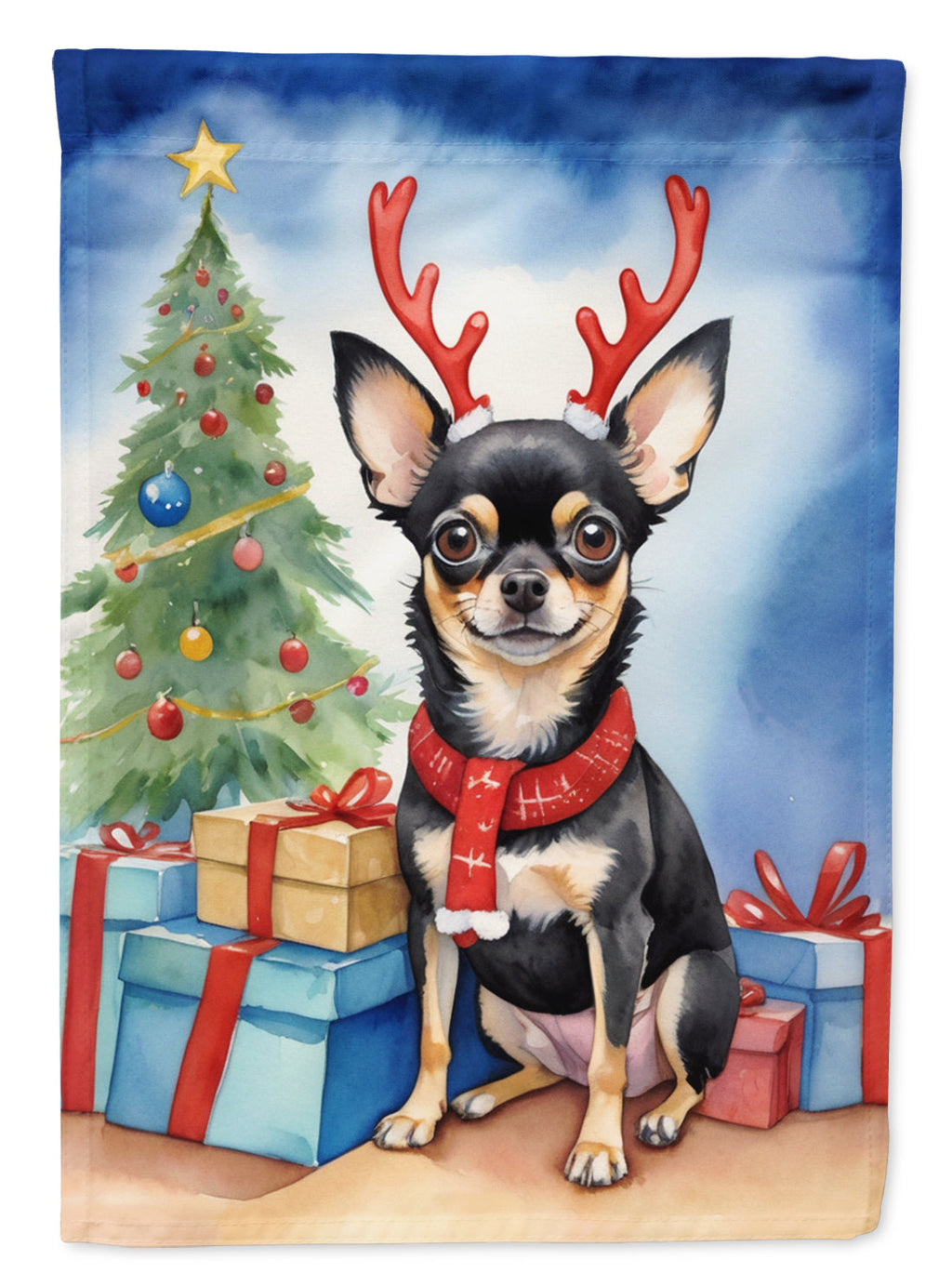 Black and Tan Chihuahua Christmas Reindeer Garden Flag Mailbox Decorative Yard Banner Outside Patio Artwork for Flower Beds, Garden Size, Multicolor