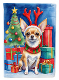 Chihuahua Christmas Reindeer House Flag 28x40 Porch Sleeve Pole Decorative Outside Yard Banner Artwork Wall Hanging, Polyester