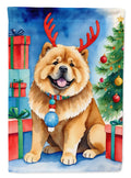 Chow Chow Christmas Reindeer House Flag 28x40 Porch Sleeve Pole Decorative Outside Yard Banner Artwork Wall Hanging, Polyester