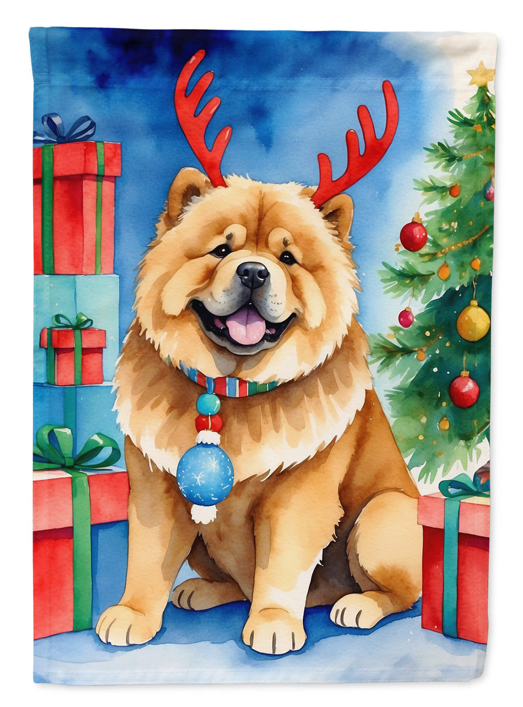Chow Chow Christmas Reindeer Garden Flag Mailbox Decorative Yard Banner Outside Patio Artwork for Flower Beds, Garden Size, Multicolor