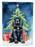 Black Cocker Spaniel Christmas Reindeer House Flag 28x40 Porch Sleeve Pole Decorative Outside Yard Banner Artwork Wall Hanging, Polyester