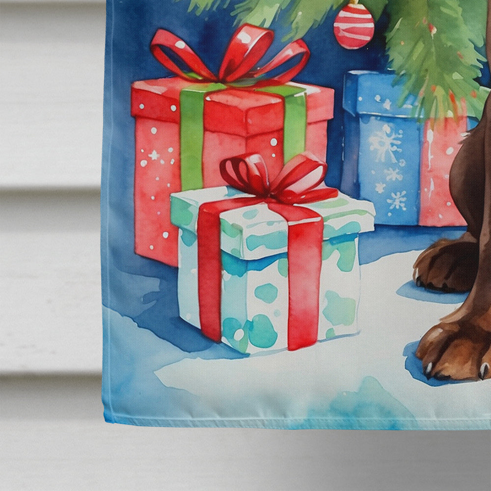 Chocolate Cocker Spaniel Christmas Reindeer House Flag 28x40 Porch Sleeve Pole Decorative Outside Yard Banner Artwork Wall Hanging, Polyester