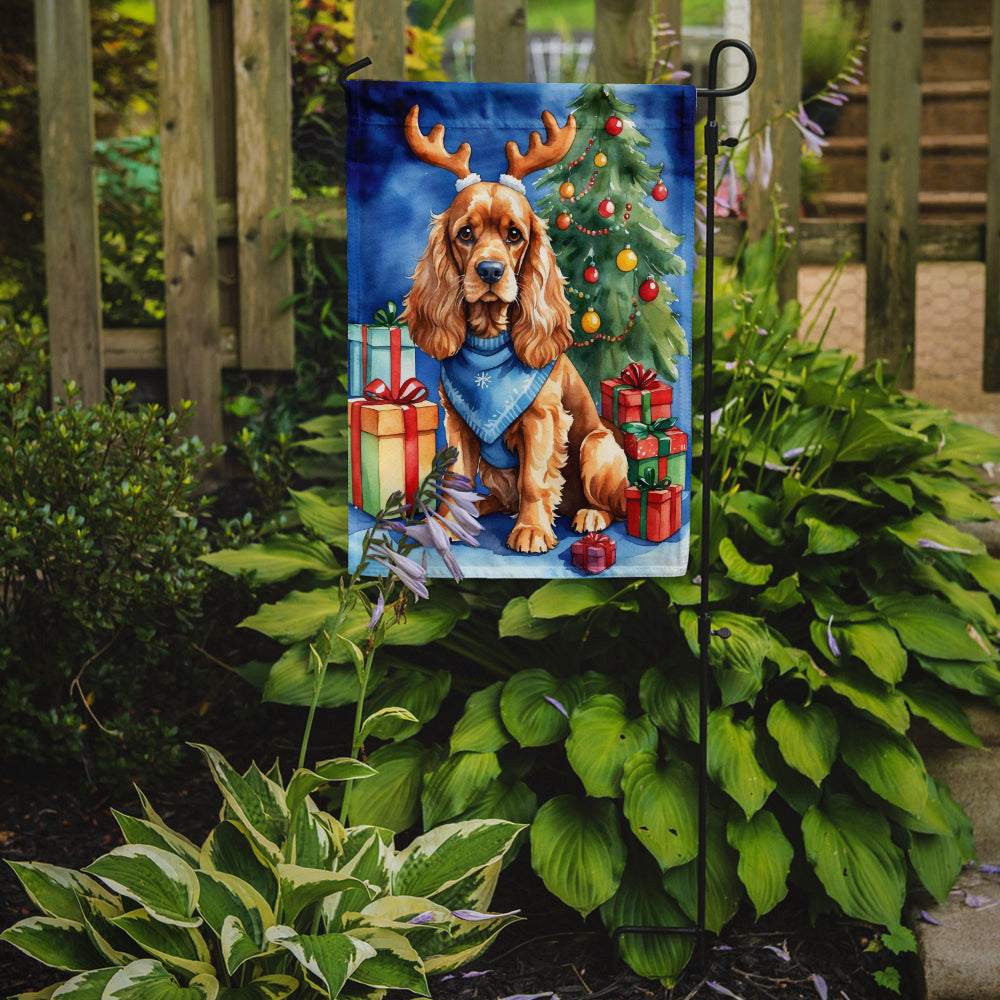 Cocker Spaniel Christmas Reindeer Garden Flag Mailbox Decorative Yard Banner Outside Patio Artwork for Flower Beds, Garden Size, Multicolor